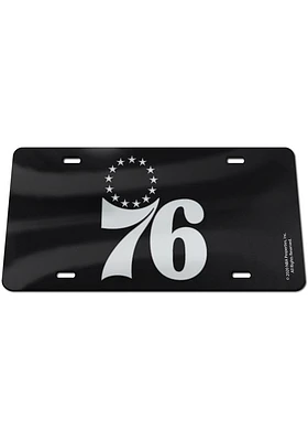 Philadelphia 76ers Black Silver on Black Car Accessory License Plate
