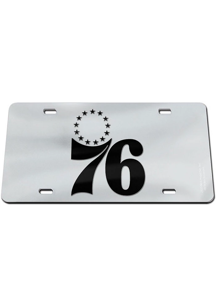 Philadelphia 76ers Silver Black on Silver Car Accessory License Plate