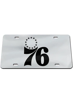 Philadelphia 76ers Silver Black on Silver Car Accessory License Plate