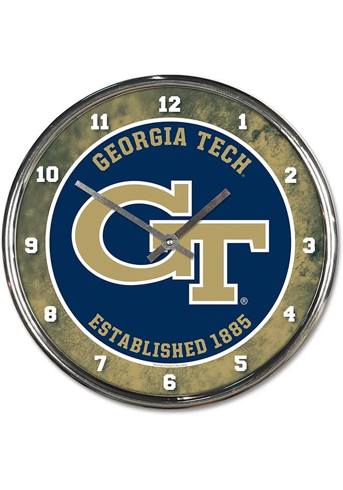 GA Tech Yellow Jackets Chrome Wall Clock