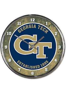 GA Tech Yellow Jackets Chrome Wall Clock