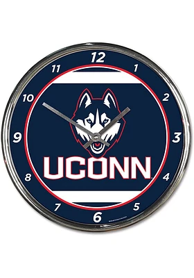 UConn Huskies Chrome Wall Clock