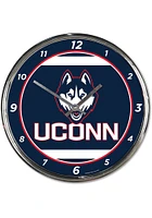UConn Huskies Chrome Wall Clock