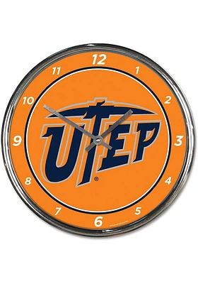 UTEP Miners Chrome Wall Clock
