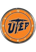 UTEP Miners Chrome Wall Clock