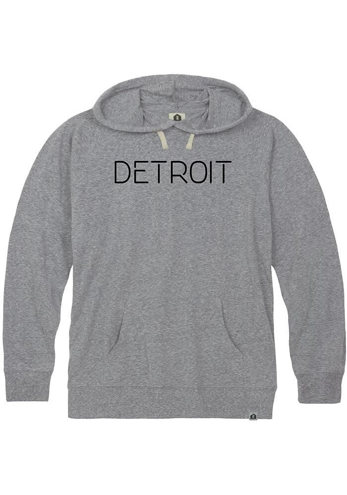 Rally Detroit Mens Grey Disconnected Long Sleeve Hoodie