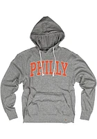 Rally Philadelphia Mens Grey Oversized Arch Long Sleeve Hoodie