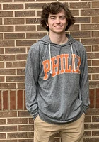 Rally Philadelphia Mens Grey Oversized Arch Long Sleeve Hoodie