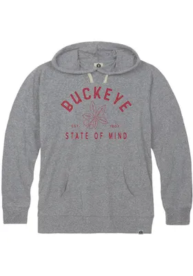 Rally Ohio Mens Grey Buckeye State of Mind Long Sleeve Hoodie