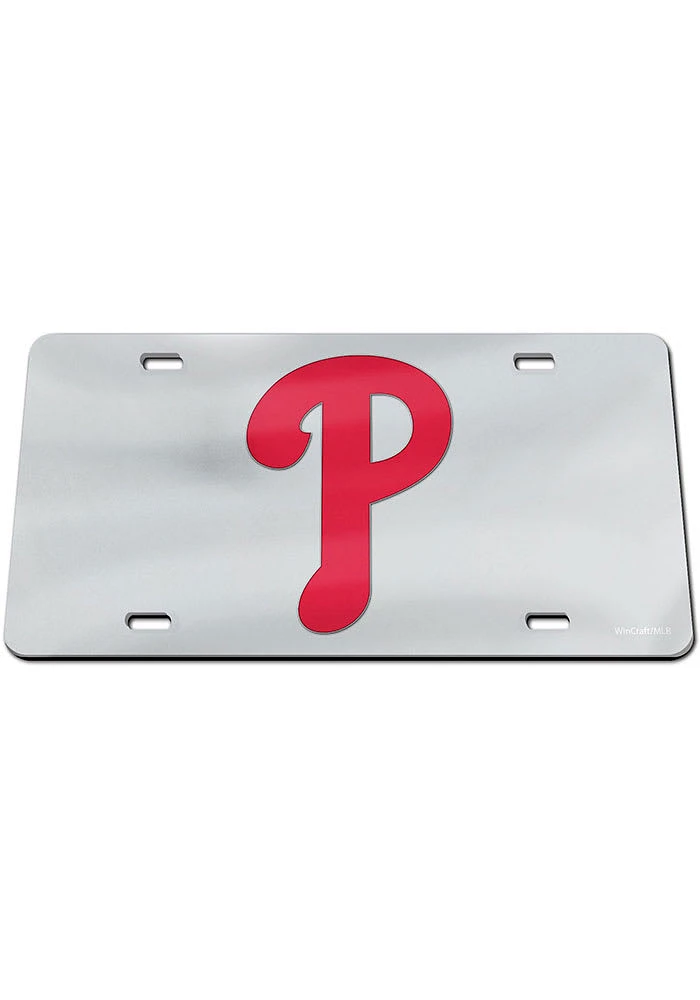 Philadelphia Phillies Silver Classic Acrylic Team Logo Silver Car Accessory License Plate