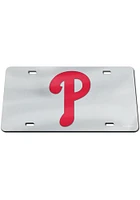 Philadelphia Phillies Silver Classic Acrylic Team Logo Silver Car Accessory License Plate