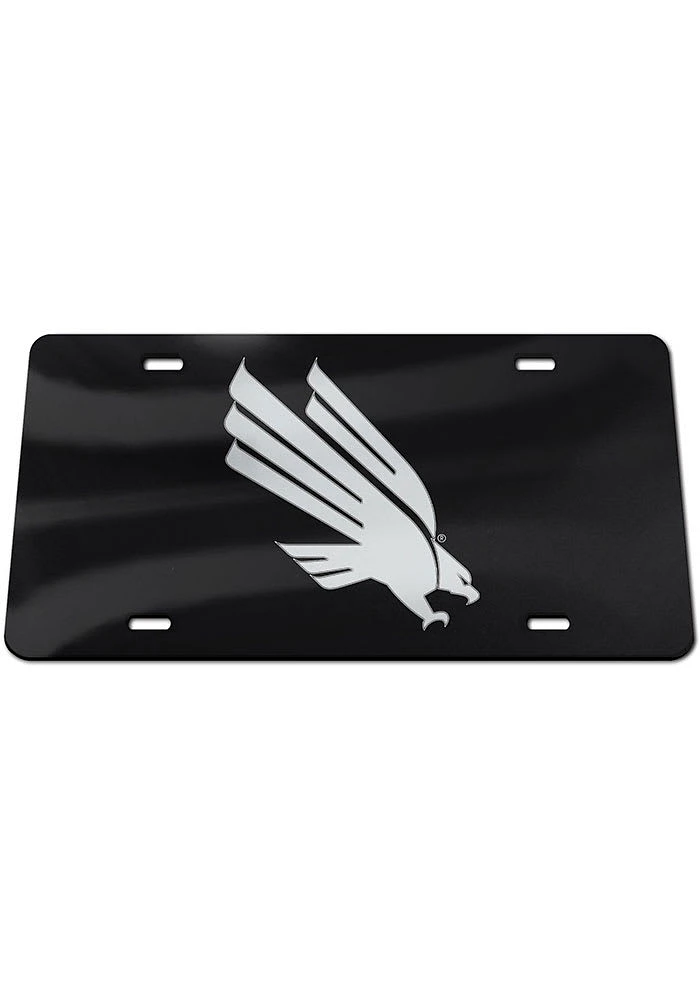 North Texas Mean Green Black Silver Logo Black Background Car Accessory License Plate