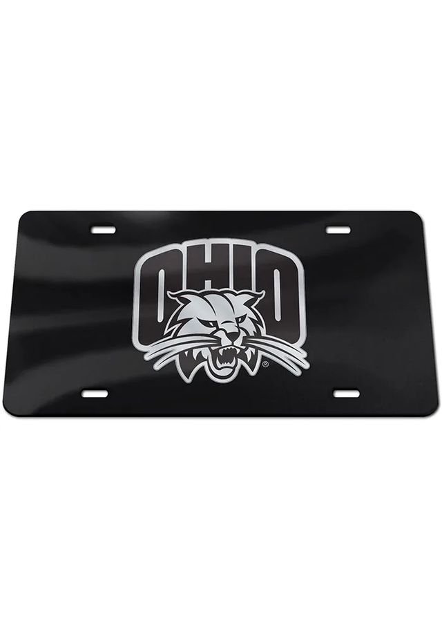 Ohio Bobcats Silver Logo Black Background Car Accessory License Plate