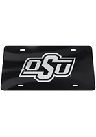 Oklahoma State Cowboys Black Silver Logo Black Background Car Accessory License Plate