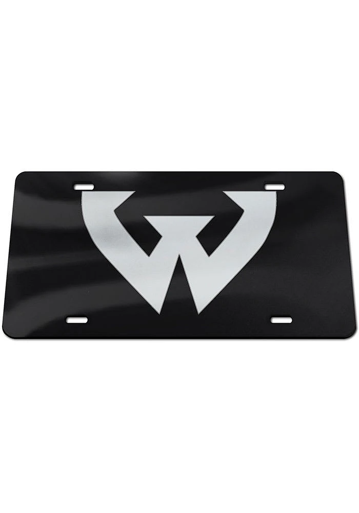 Wayne State Warriors Black Silver Logo Black Background Car Accessory License Plate
