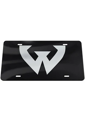 Wayne State Warriors Black Silver Logo Black Background Car Accessory License Plate