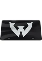Wayne State Warriors Black Silver Logo Black Background Car Accessory License Plate
