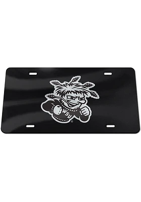 Wichita State Shockers Black Silver Logo Black Background Car Accessory License Plate
