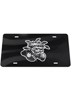 Wichita State Shockers Black Silver Logo Black Background Car Accessory License Plate