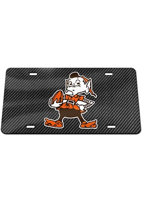 Cleveland Browns Grey Carbon Fiber Car Accessory License Plate
