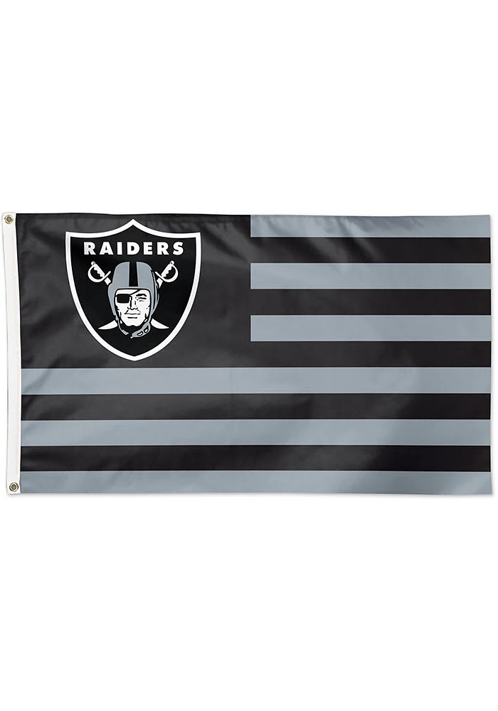 Las Vegas Raiders 3x5 American Black Silk Screen Grommet Flag