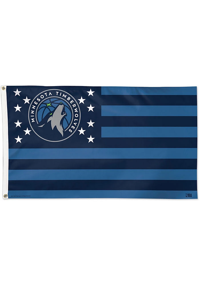 Minnesota Timberwolves 3x5 Star Stripes Navy Blue Silk Screen Grommet Flag