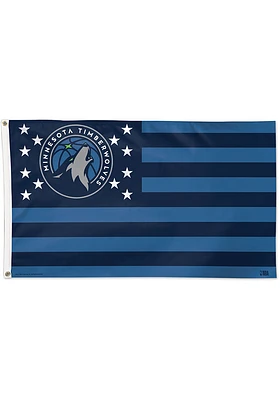 Minnesota Timberwolves 3x5 Star Stripes Navy Blue Silk Screen Grommet Flag