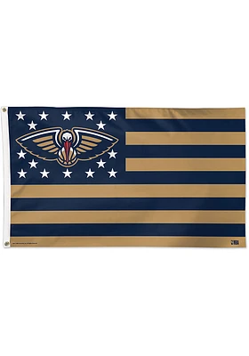 New Orleans Pelicans 3x5 Star Stripes Navy Blue Silk Screen Grommet Flag