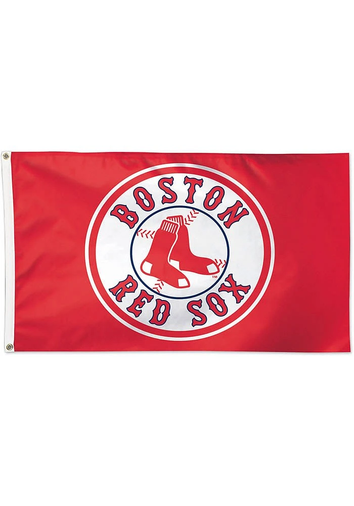 Boston Red Sox 3x5 Circle Red Silk Screen Grommet Flag