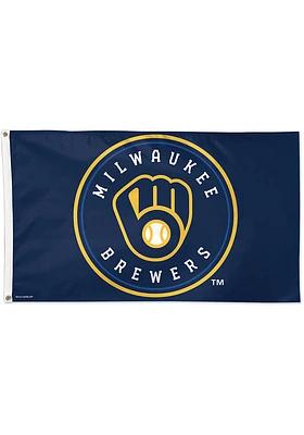 Milwaukee Brewers 3x5 Navy Blue Silk Screen Grommet Flag