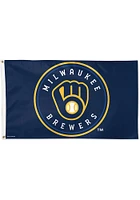 Milwaukee Brewers 3x5 Navy Blue Silk Screen Grommet Flag