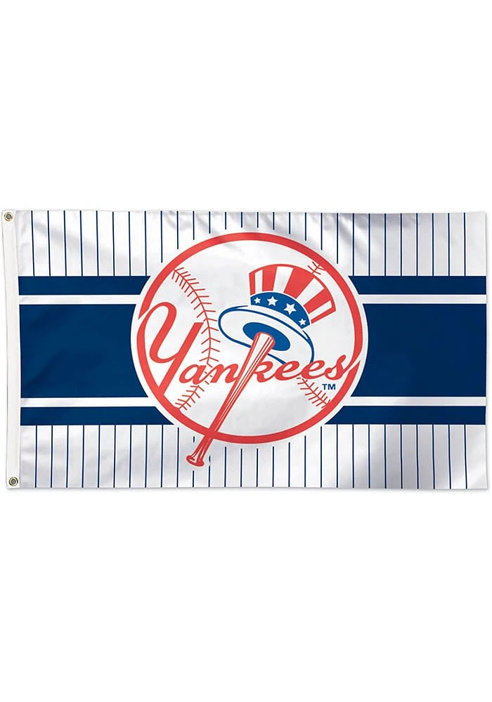 New York Yankees 3x5 Striped Blue Silk Screen Grommet Flag