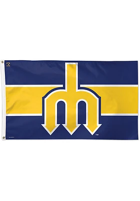 Seattle Mariners 3x5 Striped Navy Blue Silk Screen Grommet Flag