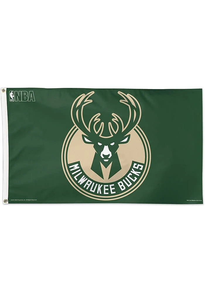 Milwaukee Bucks 3x5 Design Green Silk Screen Grommet Flag
