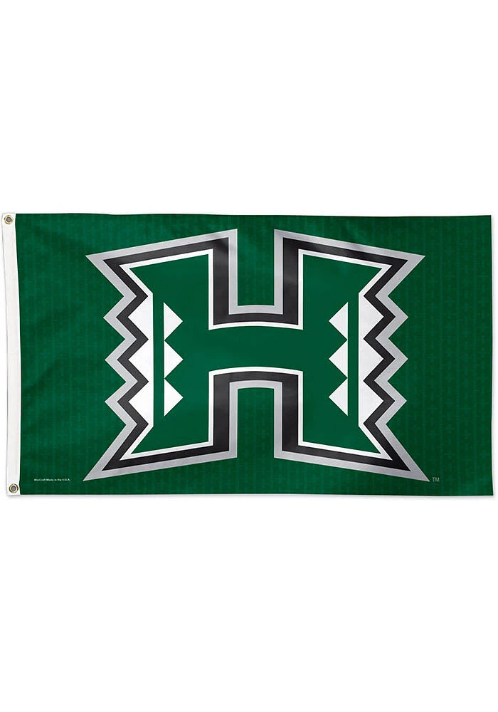 Hawaii Warriors 3x5 Green Silk Screen Grommet Flag