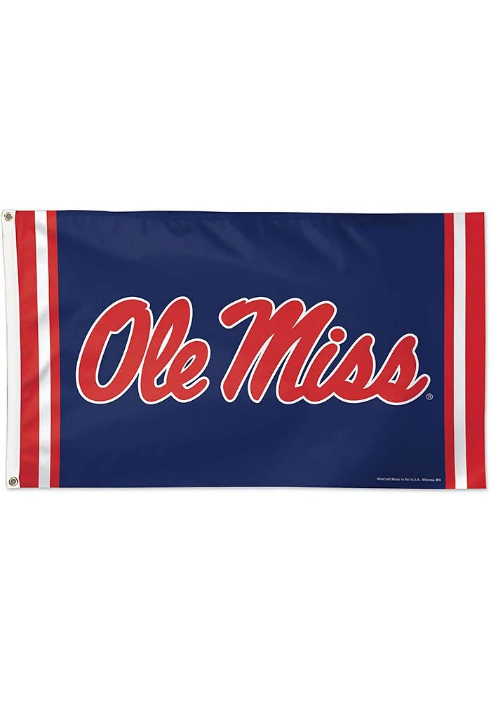 Ole Miss Rebels 3x5 Striped Red Silk Screen Grommet Flag