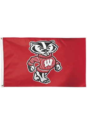 Cardinal Wisconsin Badgers 3x5 Mascot Silk Screen Grommet Flag