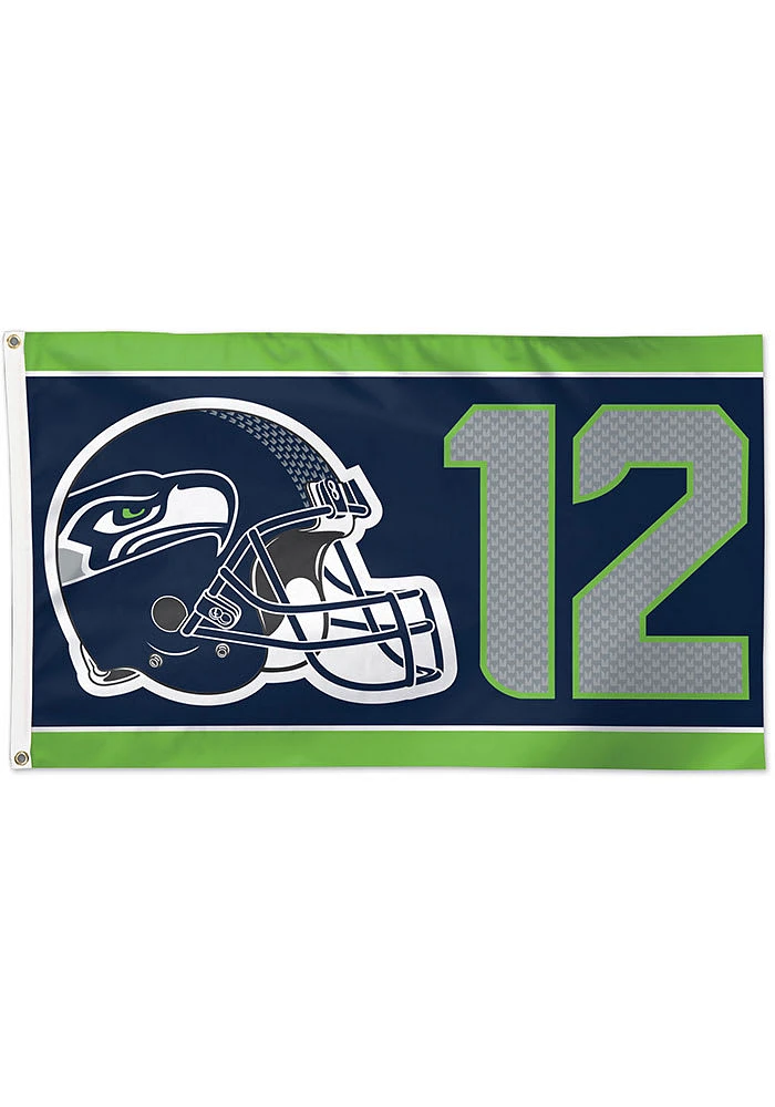 Seattle Seahawks 3x5 Helmet Blue Silk Screen Grommet Flag