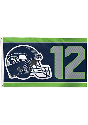 Seattle Seahawks 3x5 Helmet Blue Silk Screen Grommet Flag