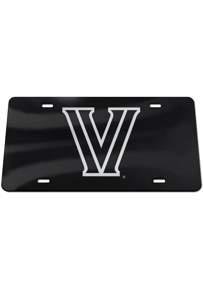 Villanova Wildcats Black Silver Logo Black Background Car Accessory License Plate
