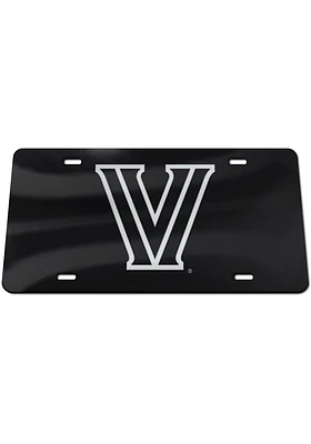 Villanova Wildcats Black Silver Logo Black Background Car Accessory License Plate