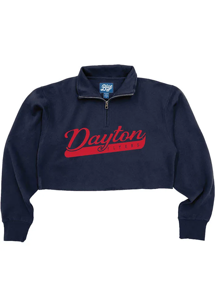 Dayton Flyers Womens Navy Blue Cropped Qtr Zip