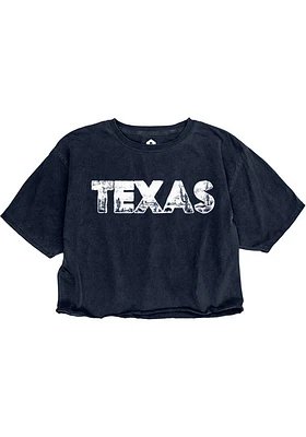 Rally Texas Womens Navy Blue Landscape Infill Short Sleeve T-Shirt