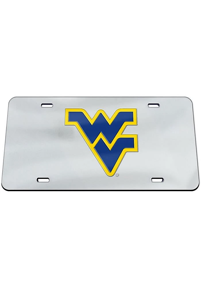 West Virginia Mountaineers Silver Classic Acrylic Team Logo Silver Car Accessory License Plate