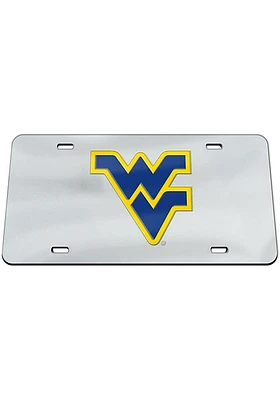 West Virginia Mountaineers Silver Classic Acrylic Team Logo Silver Car Accessory License Plate