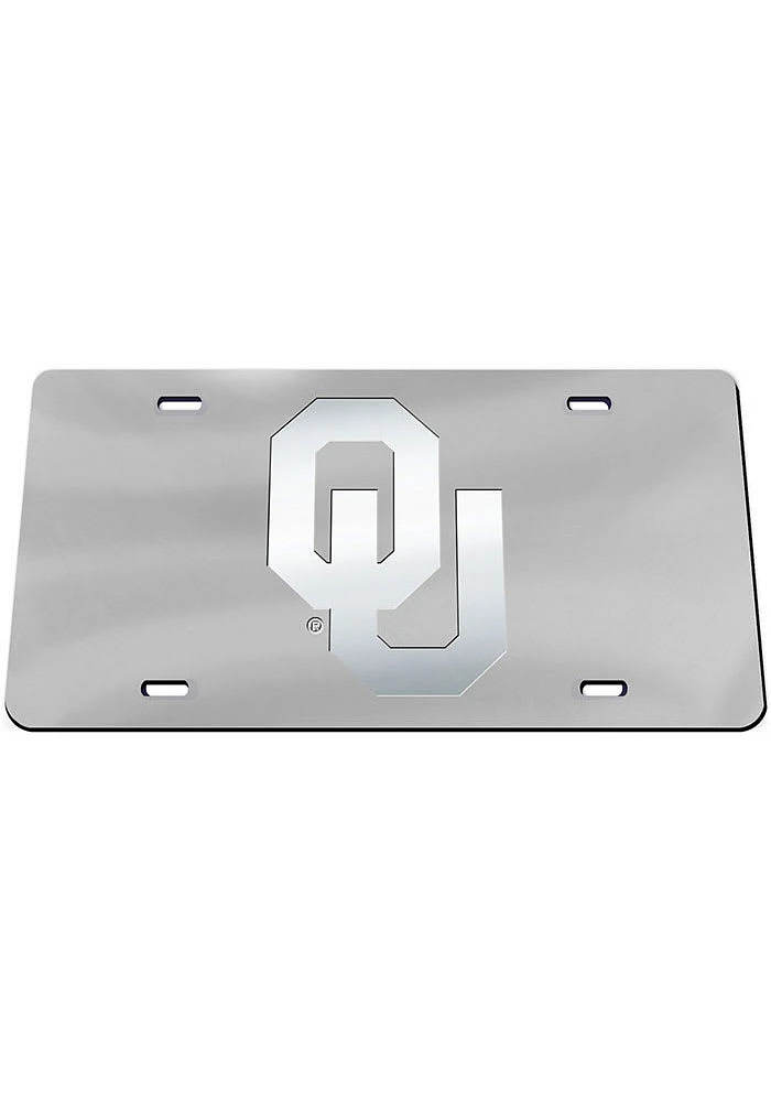 Oklahoma Sooners Silver Logo Silver Car Accessory License Plate