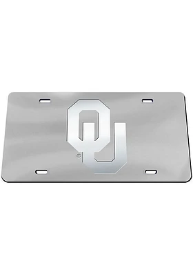 Oklahoma Sooners Silver Logo Silver Car Accessory License Plate