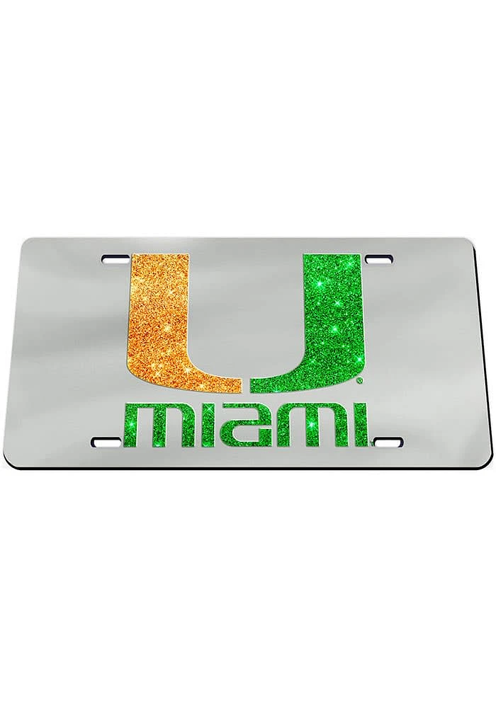 Miami Hurricanes Glitter Car Accessory License Plate