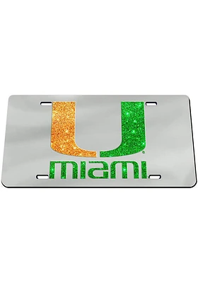Miami Hurricanes Glitter Car Accessory License Plate