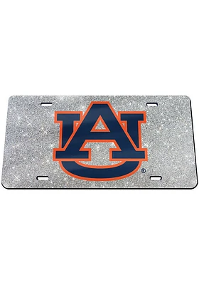 Auburn Tigers Silver Glitter Car Accessory License Plate